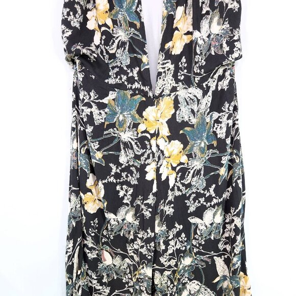 Free People Halter Wide Leg Jumpsuit Size 2 Cropped Floral Print Crinkle Fabric - Picture 13 of 16